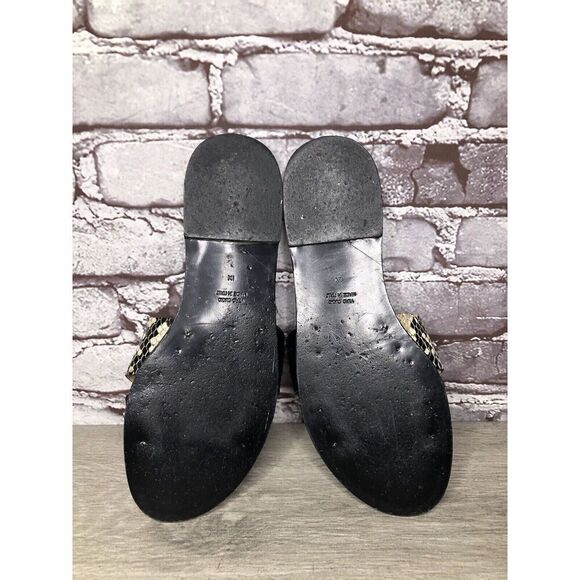 Amanu Black Calf Hair Leather Python Cross Strap Slides Sandals Women 9M US/40EU - Picture 5 of 16